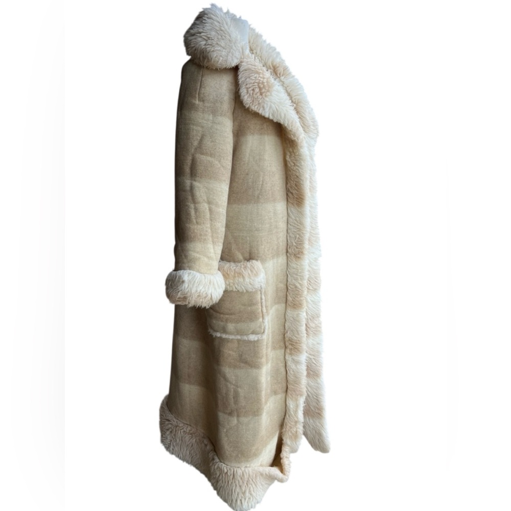 VTG Rare STAN HERMAN Lifestyle 70s Shearling Striped Pennylane Heavy Long Jacket - Picture 2 of 15